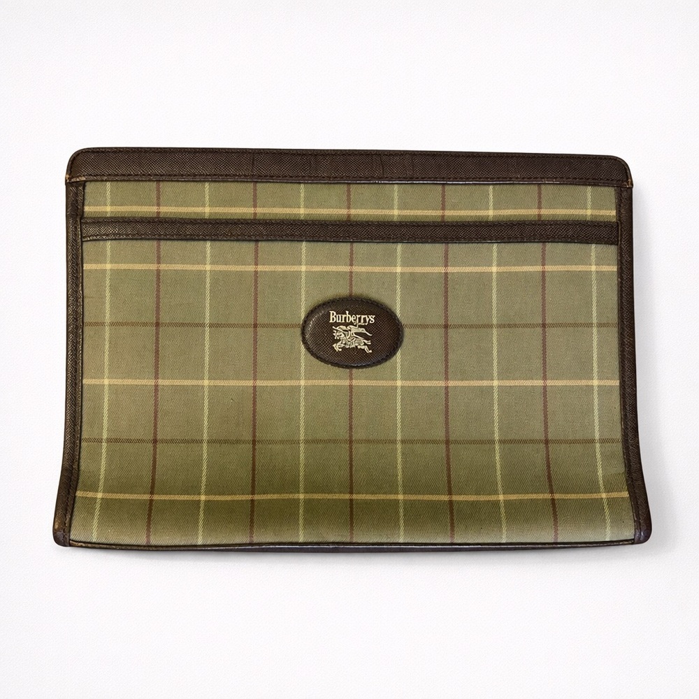 Vintage Burberrys Tartan Nova Check Canvas Pouch Clutch Toiletry Bag Old Money